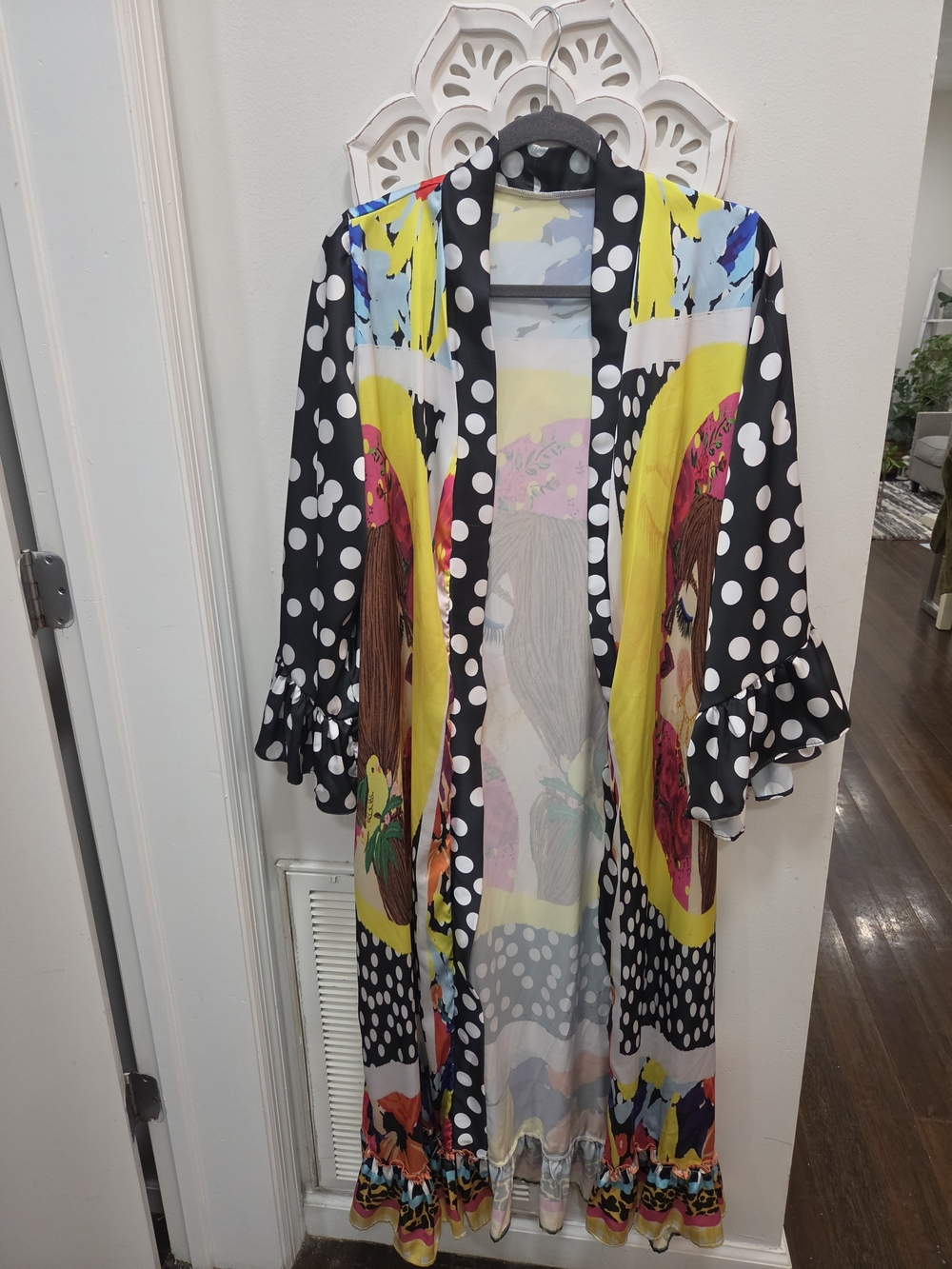 Boho  Long Kimono  - Faces & Dots Multicolor